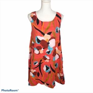 Sigrid Olsen 100% Linen Floral Dress Medium Womens